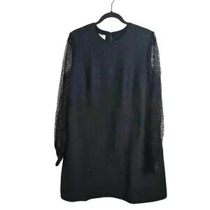 Valentino Dress Womens 10 Black Garavani Lace Sleeve Mini Dress